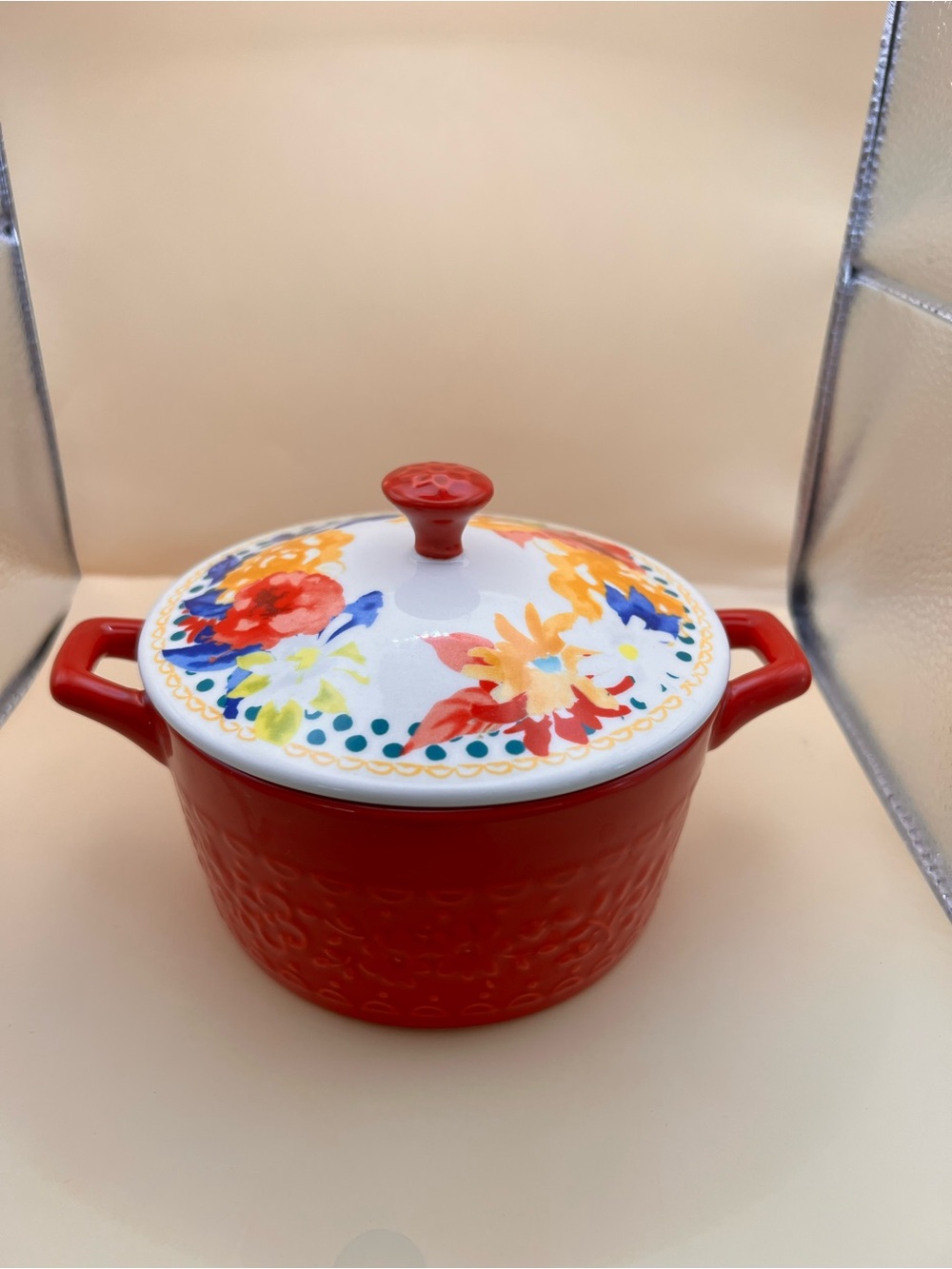 The Pioneer Woman Fiona Floral Red Mini Casserole with Lid